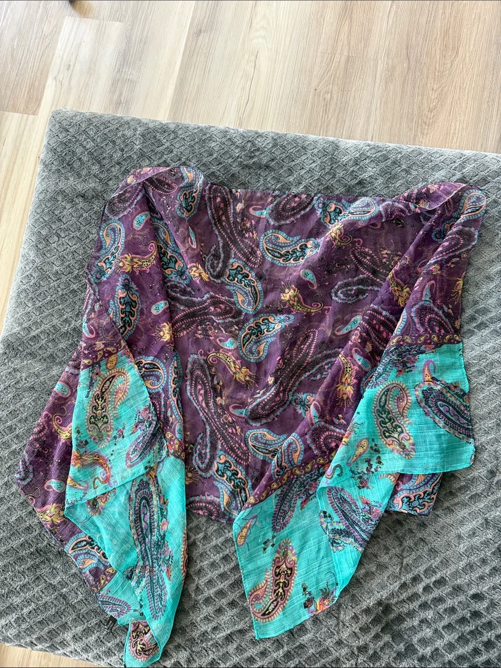 Boho Paisley Scarf in Purple & Teal